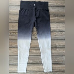 Zaya Active Size Large Ombre Leggings Navy Blue Very Light Gray